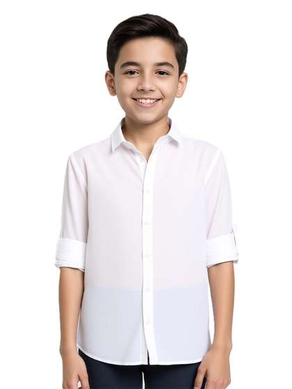 CHARCHIT Boys Comfort
                    Solid Pure Cotton Casual Shirt