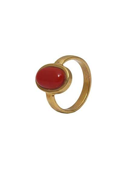 RAVIOUR LIFESTYLE Unisex
                    6.55 Ratti Moonga Red Coral Brass Finger Ring