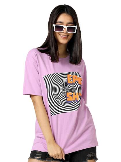 albatross Women
                        Typography Printed Round Neck Pure Cotton
                        Oversized T-shirt