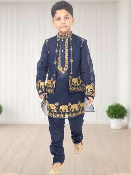 NEW GEN Boys Ethnic
                    Motifs Embroidered Regular Kurta with Pyjamas