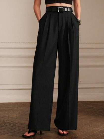 Next One Women
                          Smart Loose Fit High-Rise Easy Wash Pleated
                          Trousers