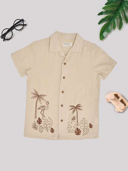 Pantaloons Junior
                        Boys Graphic Self Design Cuban Collar Casual
                        Shirt