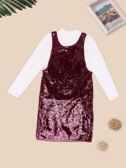 Pantaloons Junior Girls
                    Sequined Pinafore Dress