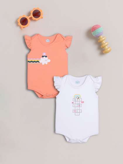 Nauti Nati Girls
                      Cotton Printed Pack of 2 Bodysuits for Infant
                      Girls