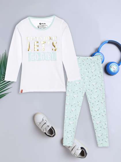 3PIN Girls Printed
                        Long Sleeves Pure Cotton T-shirt With Leggings