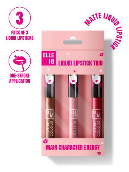 ELLE 18 3-Pcs Long
                        Lasting Liquid Lipstick Kit 5.6 ml each - Main
                        Character Energy