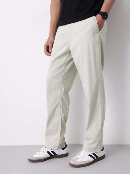 Mast & Harbour
                          Men Relaxed Straight Leg Trousers