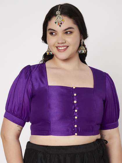 studio rasa Plus
                        Size Women Square Neck Short Sleeves Saree
                        Blouse