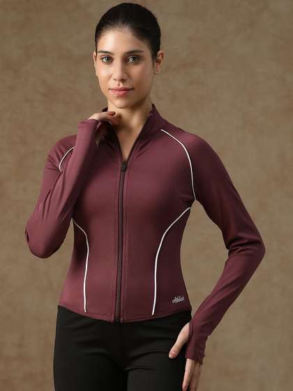 ATHLISIS Women Stand
                        Collar Solid Sporty Jacket