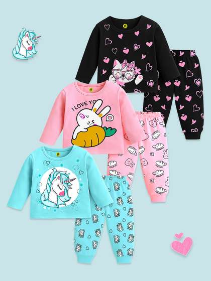 YK Girls Printed Cotton
                    Blend Clothing Set