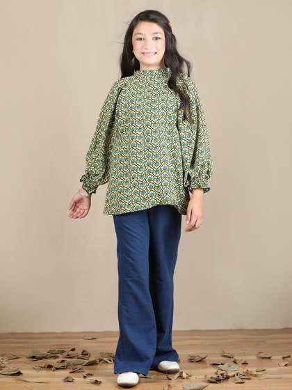 Cutiekins Girls Ethnic
                    Motifs Printed High Neck Regular Top