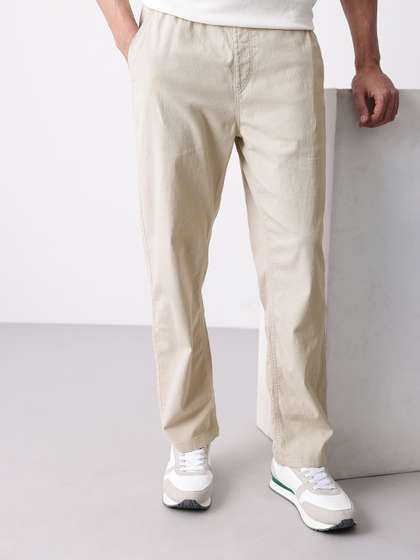 Mast & Harbour
                        Men Relaxed Straight Leg Trousers