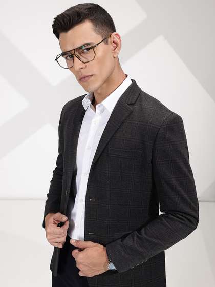 INVICTUS Slim Fit
                        Checked Single-Breasted Semiformal Blazer
