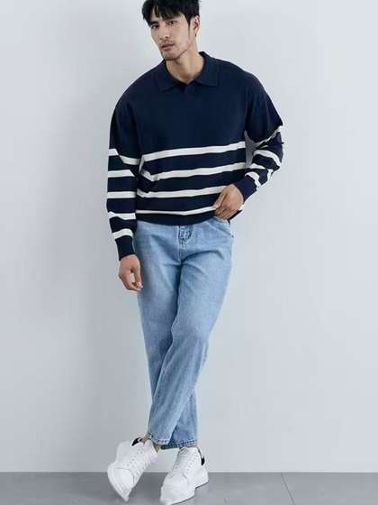 StyleCast Men
                        Striped Shirt Collar Pullover