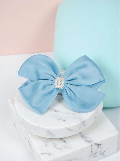 Ribbon Candy Girls
                    Pearls Detailed Cute Satin Bow on Alligator clip
                    Hair Accessory