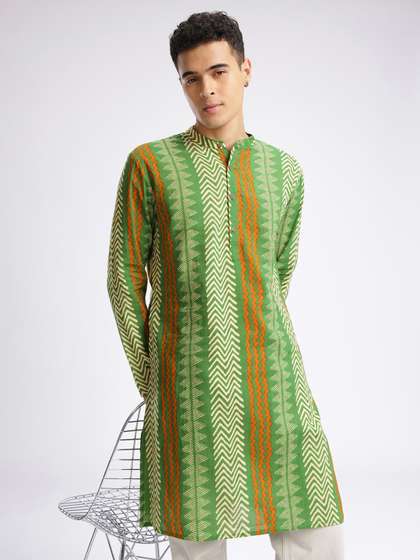 Anouk Rustic
                        Geometric Printed Band Collar Straight Kurta