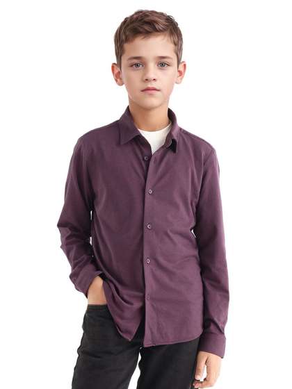 RARE ONES Boys Textured
                    Spread Collar Cotton Casual Shirt