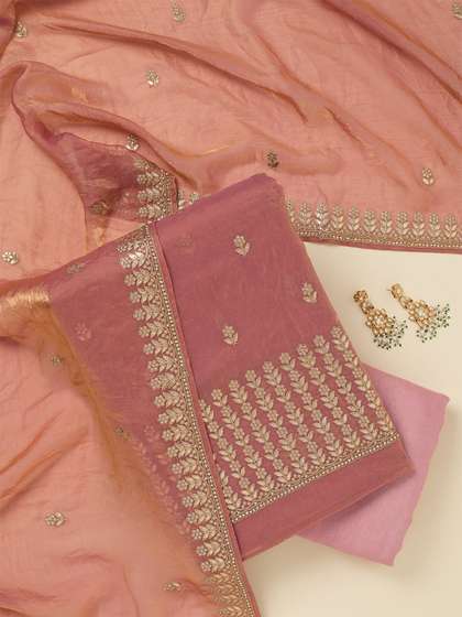 Koskii Women Floral
                        Embroidered Gotapatti Unstitched Dress Material