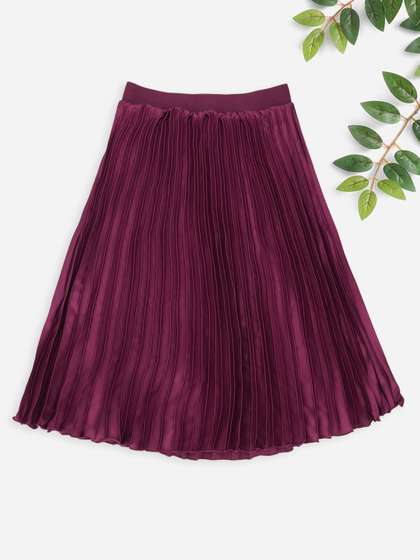 Pantaloons Junior Girls
                    Flared Pleated A-Line Midi Skirt