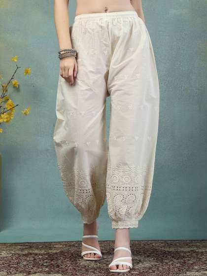 Clora Creation Women
                        Embroidered Chikankari Loose Fit Cotton Salwar