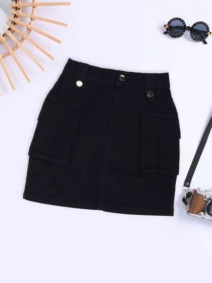 Pantaloons Junior Girls
                    Pure Cotton A-Line Mid Rise Mini Skirts