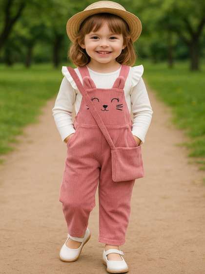 RAMIAAZ Girls Top with
                      Dungarees