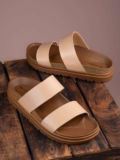 Mast & Harbour
                        Women Slip-On Open Toe Flats