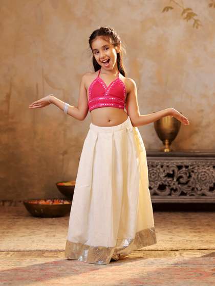 SHORGUL Girls
                    Embellished Mirror Work Ready to Wear Lehenga &
                    Blouse