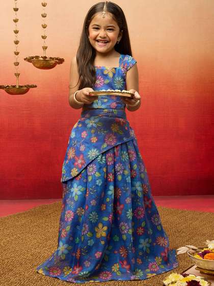 VASTRAMAY Girls
                        Embroidered Thread Work Ready to Wear Lehenga
                        & Choli