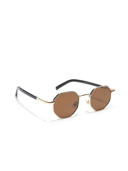 Voyage Unisex
                          Brown Lens & Gold-Toned Round Sunglasses
                          with UV Protected Lens
