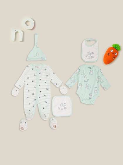 Pantaloons Baby Infant
                    Boys Printed Cotton 7 Pieces Baby Apparel Gift Sets