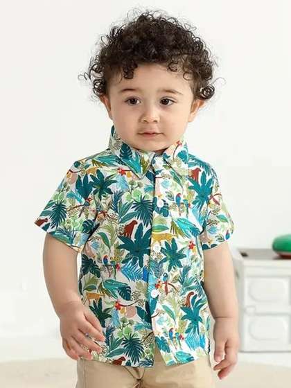 BAESD Boys Comfort
                    Floral Cotton Printed Shirt