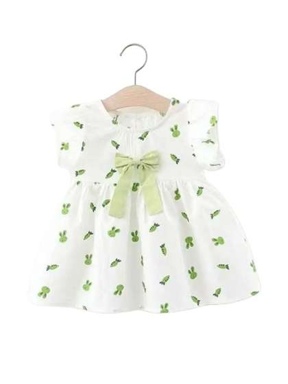 BABY HOME Girls Cotton
                    Print Formal Fit & Flare Mini Dress