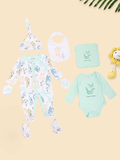 Pantaloons Baby Infant
                    Boys Printed Cotton 7 Pieces Baby Apparel Gift Sets