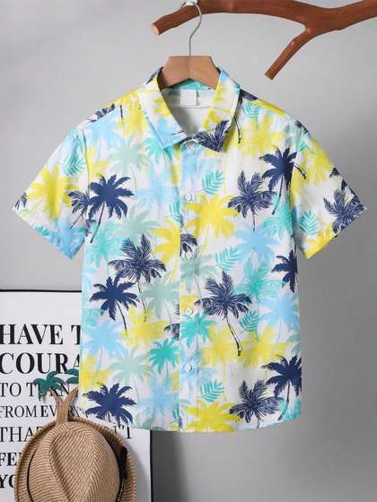 BAESD Boys Comfort Fit
                      Conversational Printed Spread Collar Cotton Casual
                      Shirt