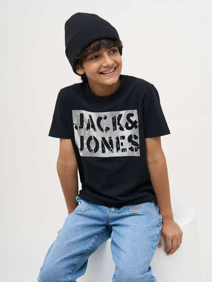 Jack & Jones
                      Junior Jjjr Foiler Boys Typography Printed Pure
                      Cotton Tshirt