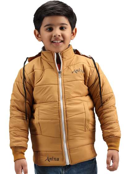 TRENDY WORLD Boys Solid
                    Winter Hooded Puffer Jacket