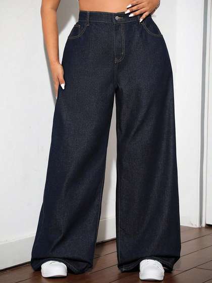 Kotty Women Wide Leg
                        High-Rise Stretchable Jeans