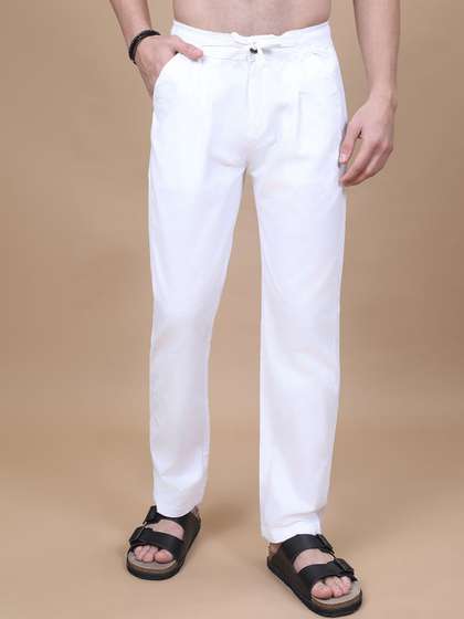 Hence Men Relaxed
                        Fit Linen Jogger With Drawstring