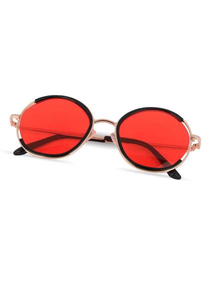 DukieKooky Unisex Kids
                    Red Lens & Black Round Sunglasses with UV
                    Protected Lens
