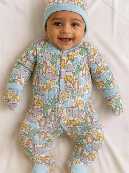 MeeMee Infants Pack Of 5
                    Printed Cotton Baby Apparel Gift Set