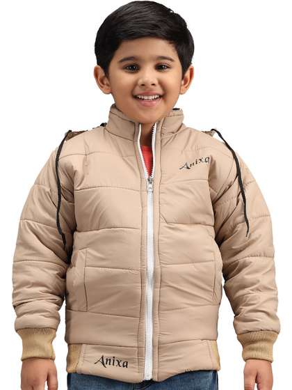 Anixa Boys Solid Winter
                    Long Sleeves Hooded Puffer Jacket