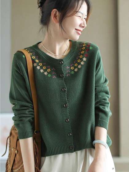 DressBerry Women
                          Self Design V-Neck Long Sleeves Front-Open
                          Sweaters