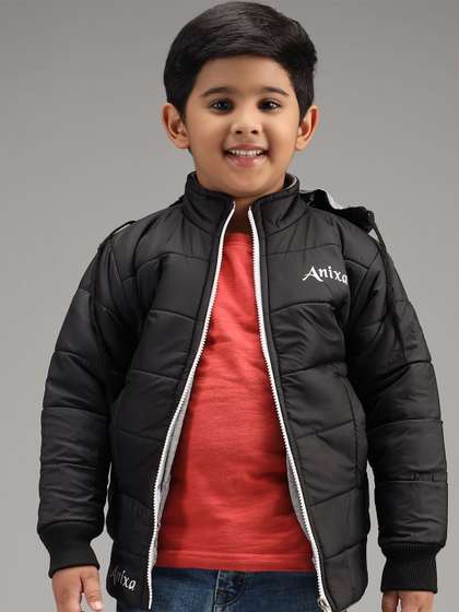 Anixa Boys Solid Winter
                    Hooded Puffer Jacket