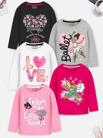 YK X Trampoline Girls
                    Pack of 5 Graphic Printed Round Neck Cotton
                    T-shirts