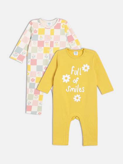 MINI KLUB Girls Pack Of
                    2 Printed Round Neck Long Sleeve Romper