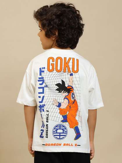 Kids Ville Boys Dragon
                    Ball Z Graphic Printed Round Neck Cotton Oversized
                    T-shirt