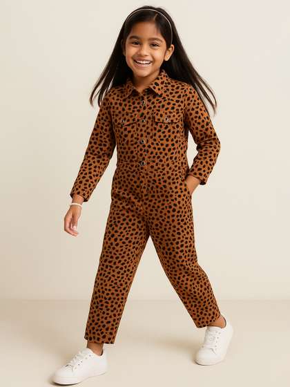 TALES & STORIES
                    Girls Abstract Printed Shirt Collar Basic Jumpsuit