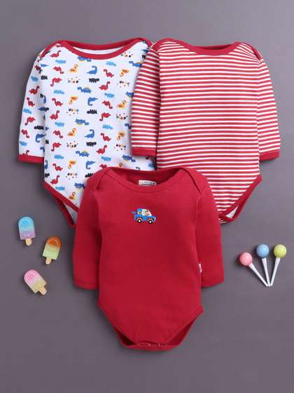 BUMZEE Infants Boys Pack
                    Of 3 Printed Cotton Bodysuits
