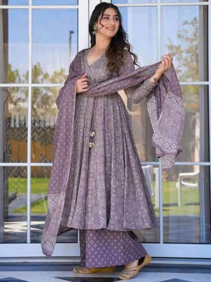 ARADHNA Women
                          Ethnic Motifs Printed Angrakha Kurta with
                          Palazzos & Dupatta